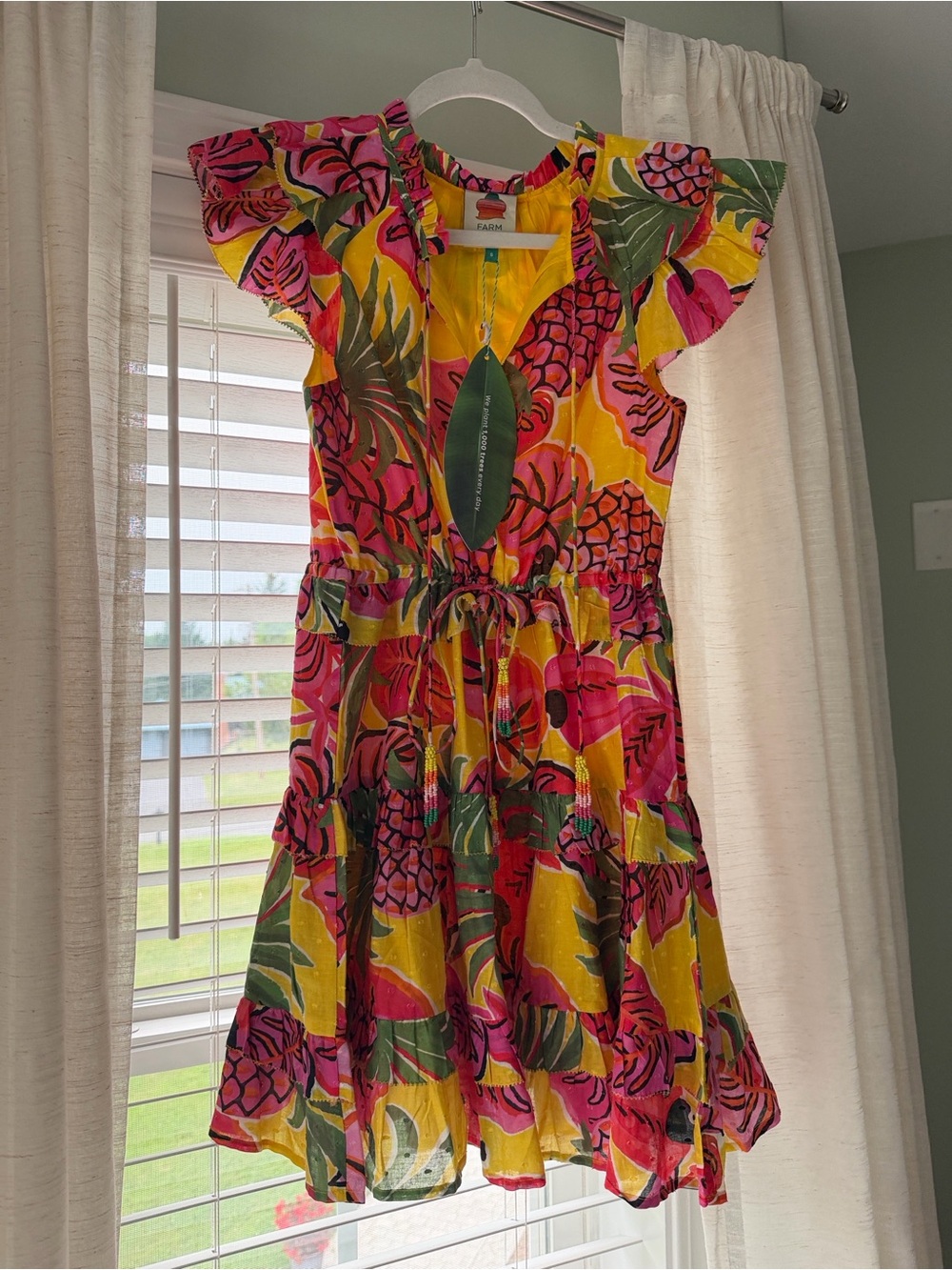 Yellow Fruit Dream Ruffle Mini Dress